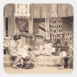 Adesivo Quadrado Uma loja japonesa de pano, c.1890 (phot colorido