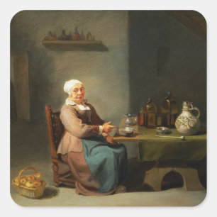 Adesivo Quadrado Uma mulher em uma cozinha