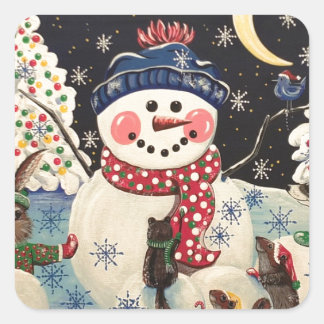 Adesivo Quadrado "Uma Noite Mágica na Neve"