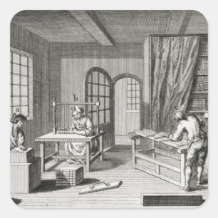 Adesivo Quadrado Uma oficina de livreiros, do Encyclopedie des