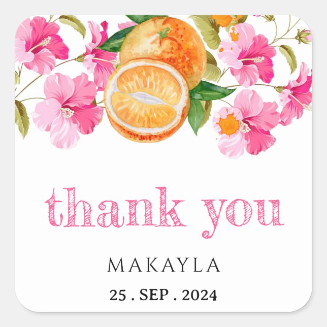 Adesivo Quadrado Uma Pequena Cutie Está A Caminho Do Chá de fraldas (Frente)