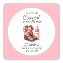 Uma Pequena Vaquinha Rosa Wester Rodeo Stickers