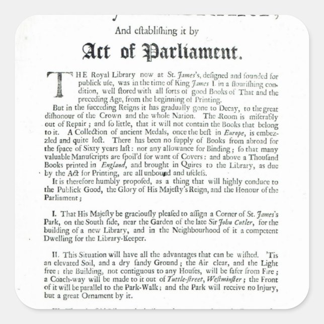 Adesivo Quadrado Uma proposta de construção de uma Real Biblioteca, (Frente)