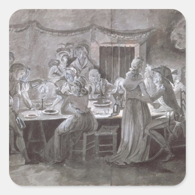 Adesivo Quadrado Uma Refeição De Casamento À Noite (Frente)