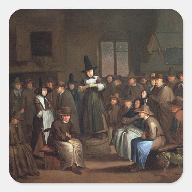 Adesivo Quadrado Uma Reunião de Quakers (Frente)