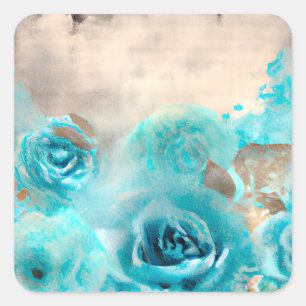 Adesivo Quadrado Uma Série de Design de Efêmera Shabby Chic Azul 7