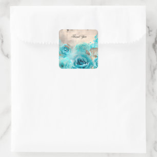 Adesivo Quadrado Uma Série de Design de Ephemera Azul Shabby Chic 7