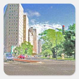 Adesivo Quadrado Uma Tarde Agitada em Chicago