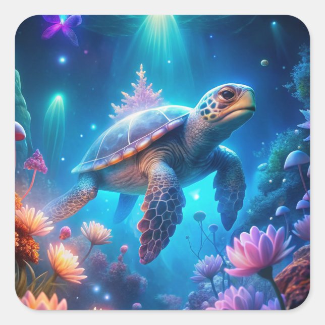 Adesivo Quadrado Uma Tartaruga (Frente)