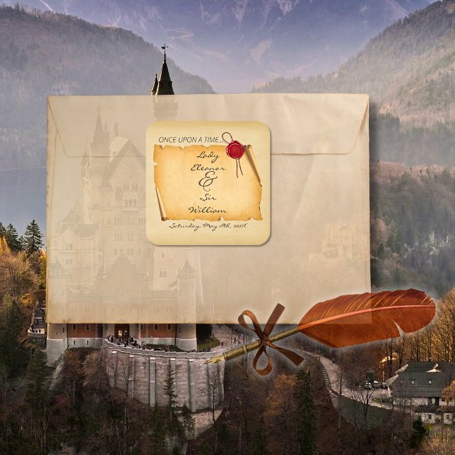 Adesivo Quadrado Uma Vez Em Um Tempo Medieval Cera De Rolagem (Criador carregado)