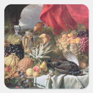 Adesivo Quadrado Uma vida estática de aves para jogos e muitas Frut