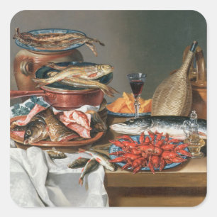 Adesivo Quadrado Uma vida imóvel das lagostas de um peixe, da trut