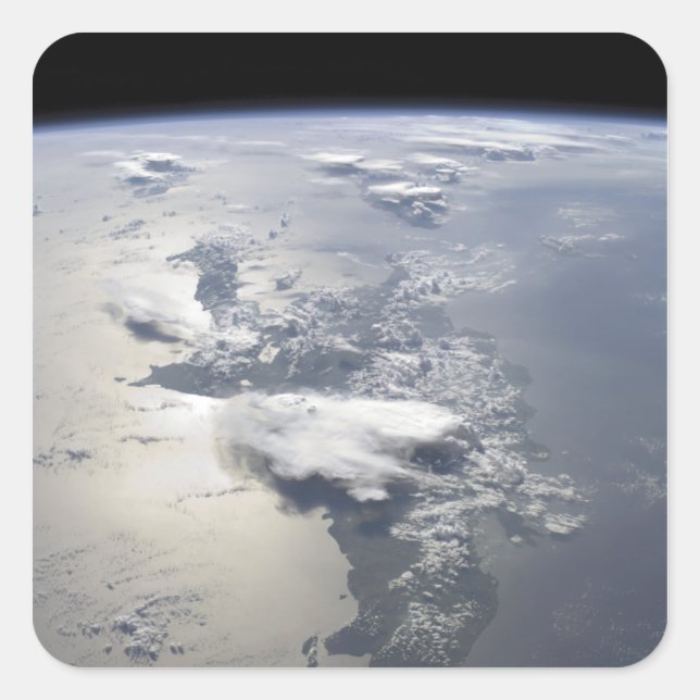 Adesivo Quadrado Uma visão panorâmica da ilha de Hispaniola (Frente)