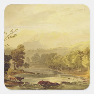 Adesivo Quadrado Uma vista no Brathay perto de Ambleside (w/c sobre