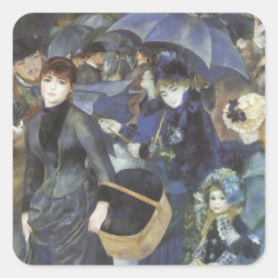 Adesivo Quadrado Umbrellas de Pierre Renoir, Impressionismo Vintage