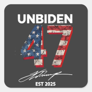 Adesivo Quadrado Unbiden 47 Trump Est. 2025 4 De Julho