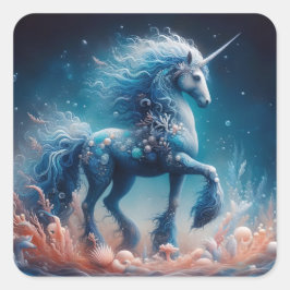 Adesivo Quadrado Undersea Kelpie Mer Unicorn