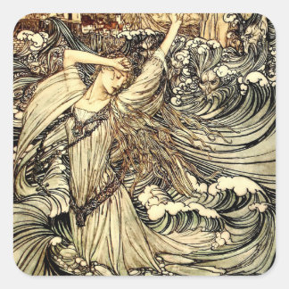 Adesivo Quadrado "Undine in the Waves" por Arthur Rackham
