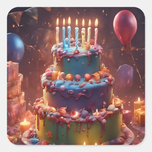 Adesivo Quadrado Une fête d'anniversaire réussie (Frente)