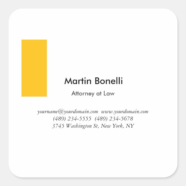 Adesivo Quadrado Único preto e branco clássico simples (Frente)