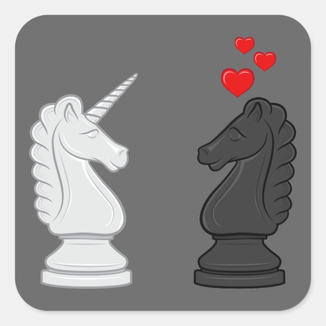 Adesivo Quadrado Unicorn Chess Knight (Frente)