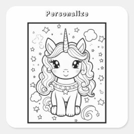 Adesivo Quadrado Unicorn de cores personalizado