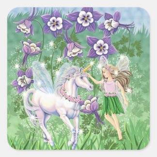 Adesivo Quadrado Unicorn Fairy