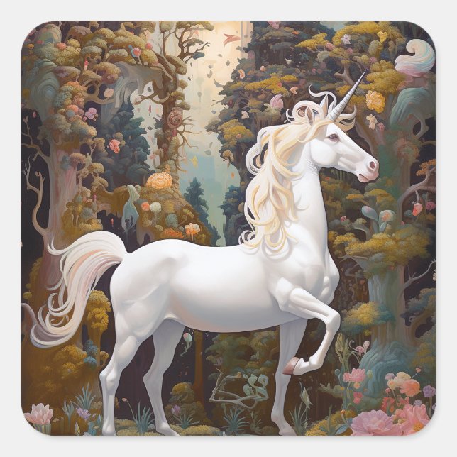 Adesivo Quadrado Unicorn Fantasy Art (Frente)