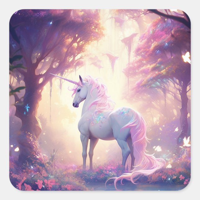 Adesivo Quadrado Unicorn Fantasy Art (Frente)