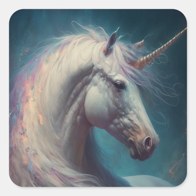 Adesivo Quadrado Unicorn Fantasy Art (Frente)
