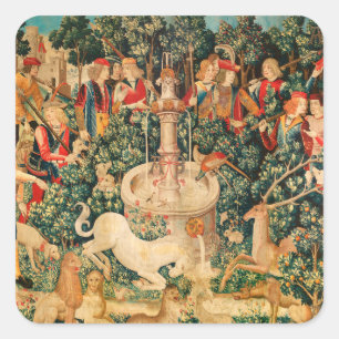 Adesivo Quadrado UNICORN FOI ENCONTRADO / Fonte e Outros Animais