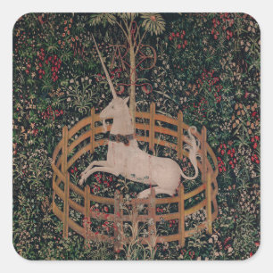 Adesivo Quadrado Unicorn Hunt Arte Medieval - Unicórn Repousa em G