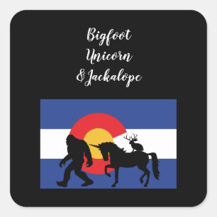 Adesivo Quadrado Unicorn Jackalope e Bigfoot