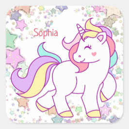 Adesivo Quadrado Unicorn Personalizado