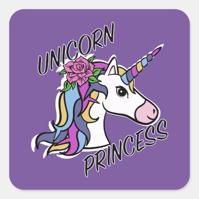 Adesivo Quadrado Unicorn Princess Design - Padrões (Frente)