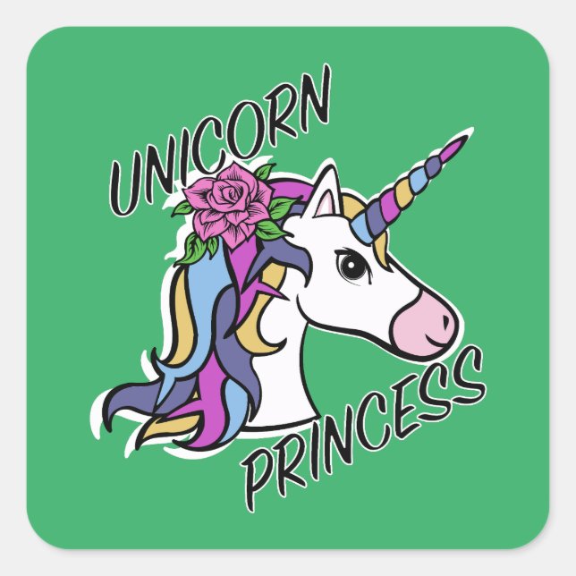 Adesivo Quadrado Unicorn Princess Design - Padrões (Frente)
