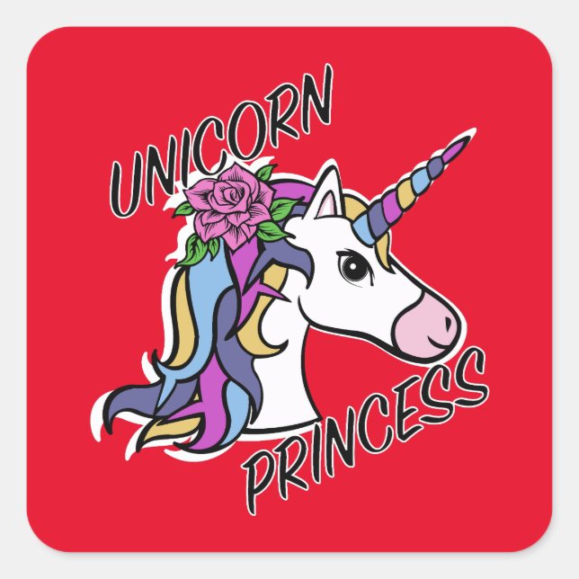 Adesivo Quadrado Unicorn Princess Design - Padrões (Frente)