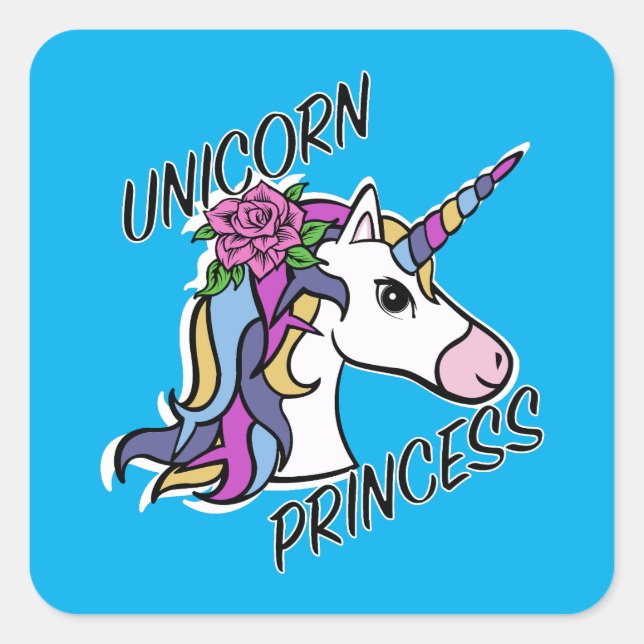 Adesivo Quadrado Unicorn Princess Design - Padrões (Frente)