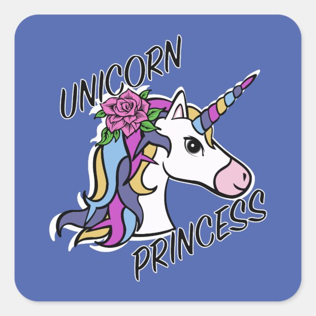 Adesivo Quadrado Unicorn Princess Design - Padrões (Frente)