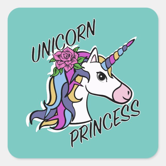 Adesivo Quadrado Unicorn Princess Design - Padrões (Frente)