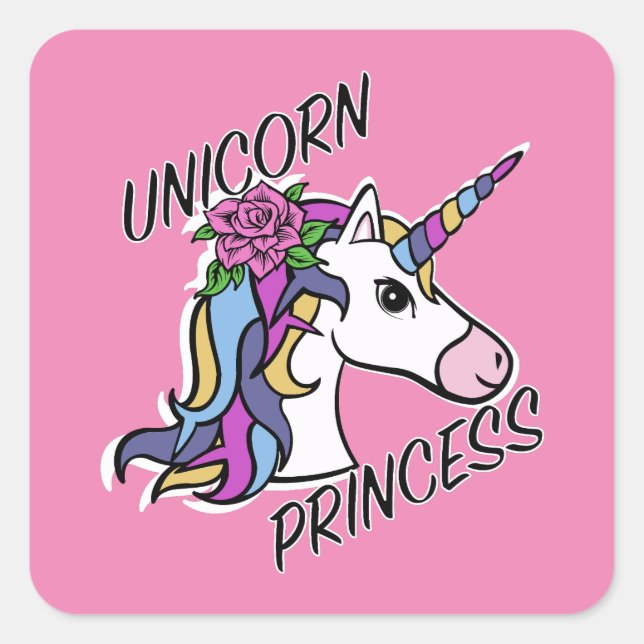 Adesivo Quadrado Unicorn Princess Design - Padrões (Frente)
