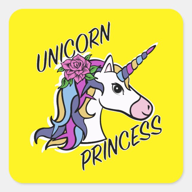 Adesivo Quadrado Unicorn Princess Design - Padrões (Frente)