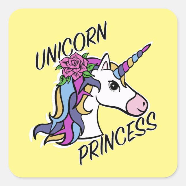 Adesivo Quadrado Unicorn Princess Design - Padrões (Frente)