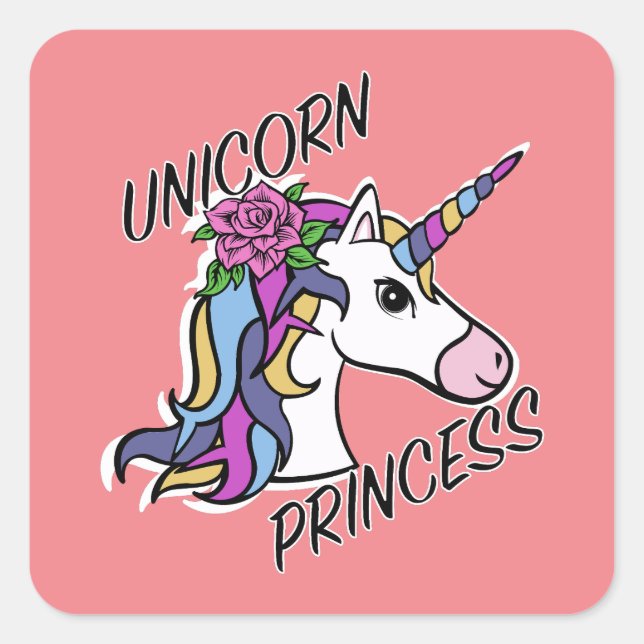 Adesivo Quadrado Unicorn Princess Design - Padrões (Frente)