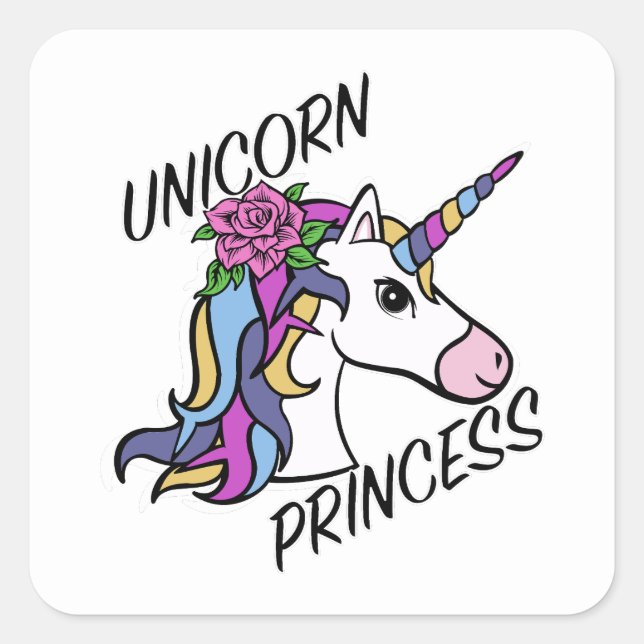 Adesivo Quadrado Unicorn Princess Design - Padrões (Frente)