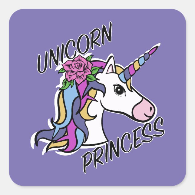 Adesivo Quadrado Unicorn Princess Design - Padrões (Frente)