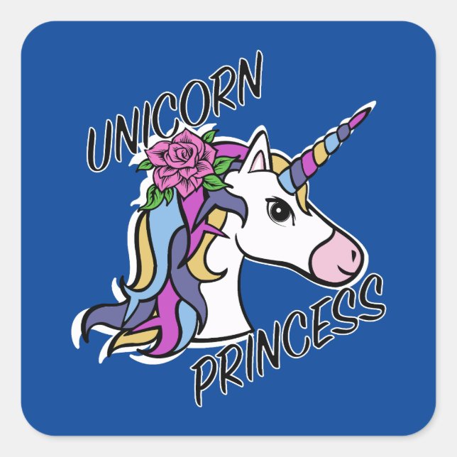 Adesivo Quadrado Unicorn Princess Design - Padrões (Frente)
