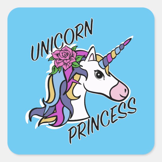 Adesivo Quadrado Unicorn Princess Design - Padrões (Frente)