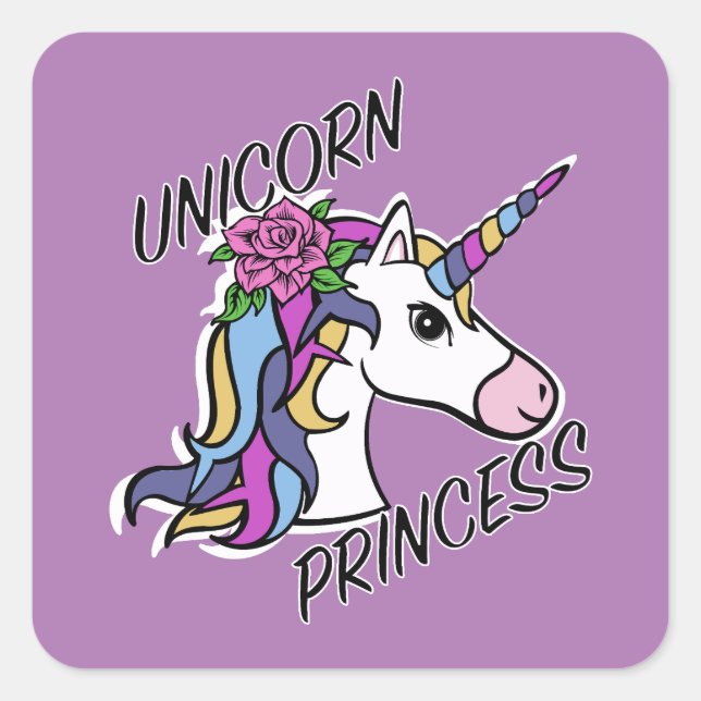Adesivo Quadrado Unicorn Princess Design - Padrões (Frente)