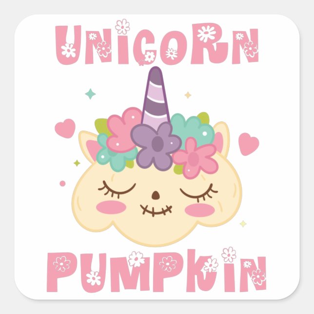 Adesivo Quadrado Unicorn Pumpkin Princess (Frente)